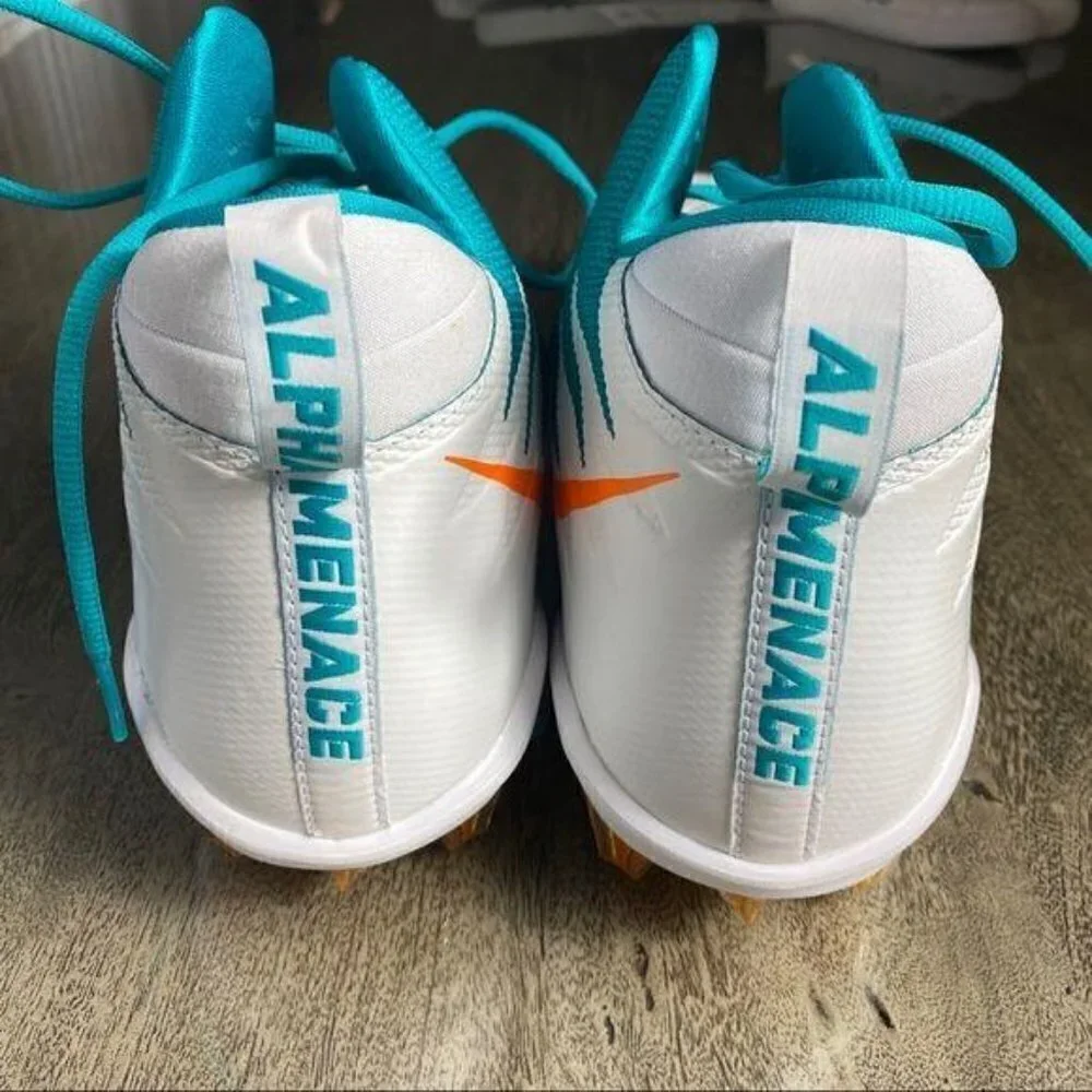 Nike Alpha Menace Shark 2 Football Cleats SZ 16 NWOT - Miami Dolphins Colors